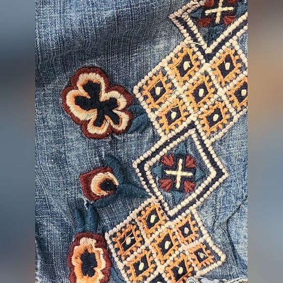 Soft Surroundings Alalic Embroidered Denim Button Front Tunic, Longsleeve | S - Picture 9 of 11